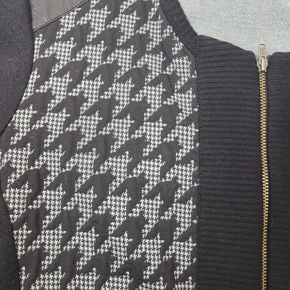 David Pond Houndstooth Black Front Full Zipper Long Sleeved Dress Size 16 - Picture 7 of 9